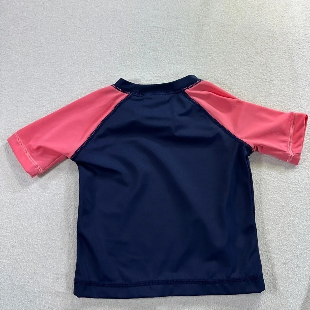Janie and Jack Navy and Pink Flamingo Rashguard Sz 3-6M